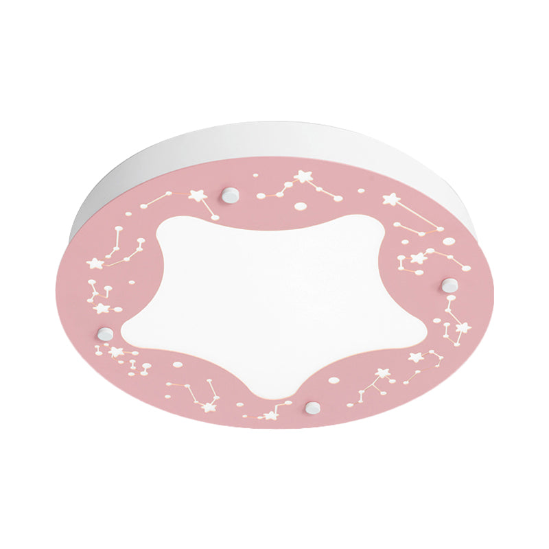 Grün/Rosa runde Unterputzleuchte, Cartoon-LED-Acryl-Unterputz-Einbauleuchte mit Sternmuster