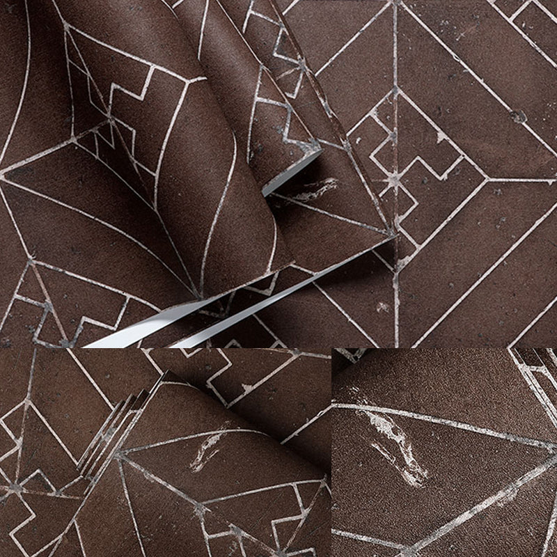 Geometrische Rautentapete, industrielle Vinyl-Wandkunst in dunkler Farbe für die Inneneinrichtung