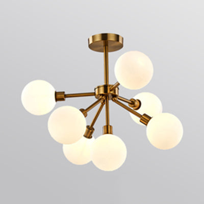 Luce a ciondolo a bolla bianca/fumo 7/9 luci post lampadario a sospensione di vetro moderno per il ristorante