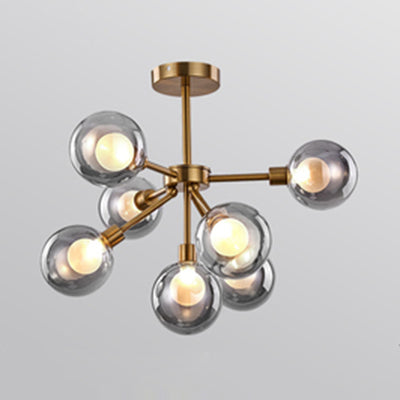 Luce a ciondolo a bolla bianca/fumo 7/9 luci post lampadario a sospensione di vetro moderno per il ristorante