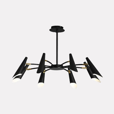 Lámpara de techo de araña negra/blanca 6/8 luces araña colgante de metal contemporánea
