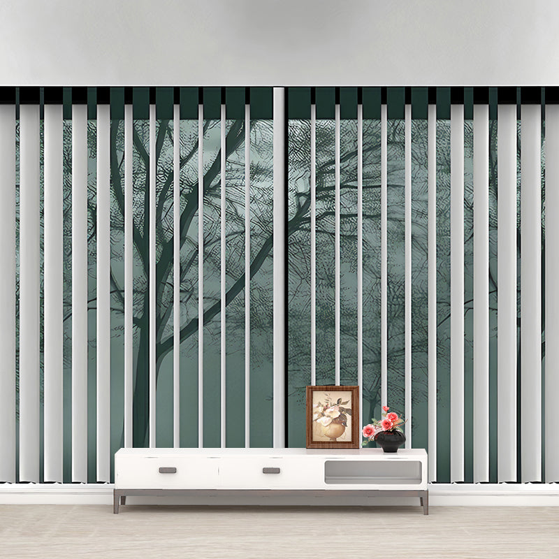 Full Size Asia Wallpaper Murals Green Faux Tree-Shutter Effect Wall Art, Made to Measure