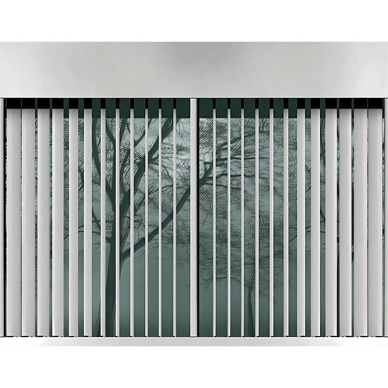 Full Size Asia Wallpaper Murals Green Faux Tree-Shutter Effect Wall Art, Made to Measure