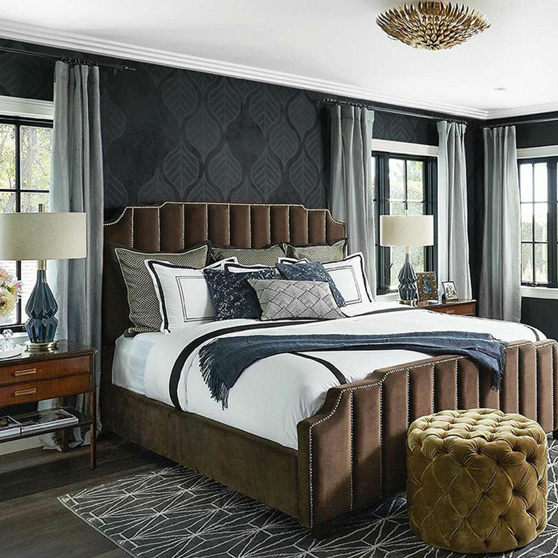 Leaves Wall Paper Murals Simplicity Stain Resistant Bedroom Wall Covering, Custom Size