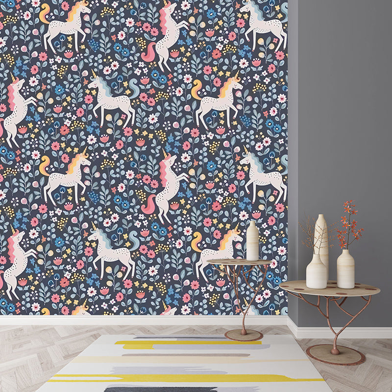 Unicorn in Wildflowers Wall Murals Contemporary Waterproof Living Room Wall Art, Custom Print