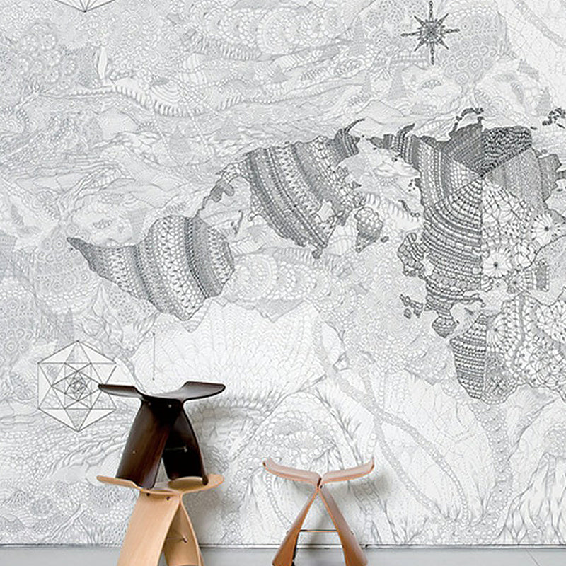Sailing Map Mural Wallpaper Antique Stain Resistant Bedroom Wall Decor, Made to Measure