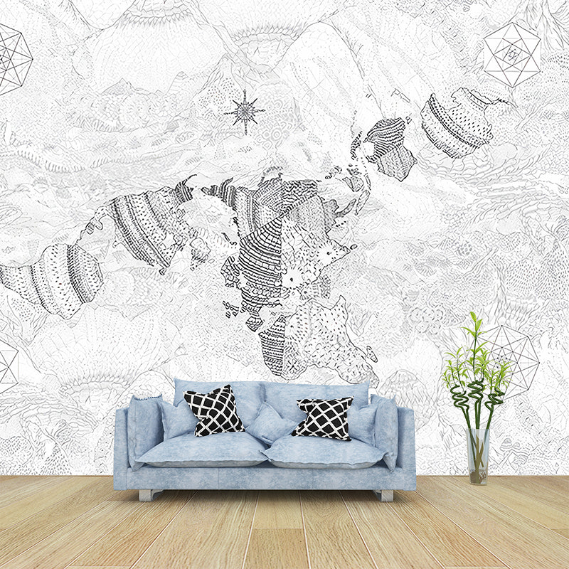 Sailing Map Mural Wallpaper Antique Stain Resistant Bedroom Wall Decor, Made to Measure