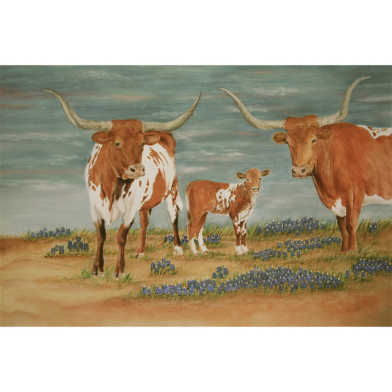 Rustic Milk Cow Painting Murals Brown Animal Wall Covering for Living Room Decoration