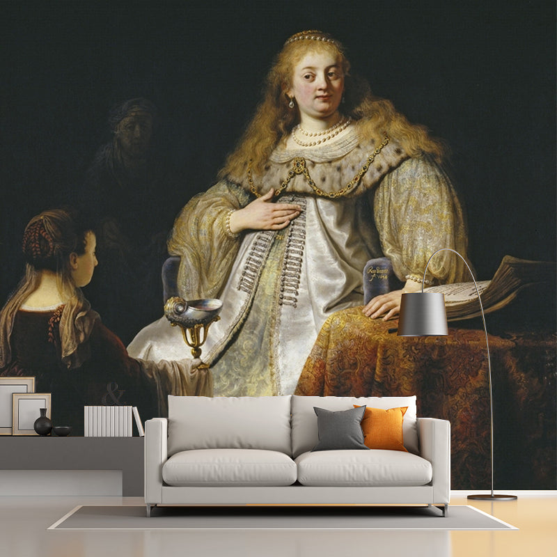 Custom Illustration Retro Murals with Judith at the Banquet of Holofernes Painting in Brown