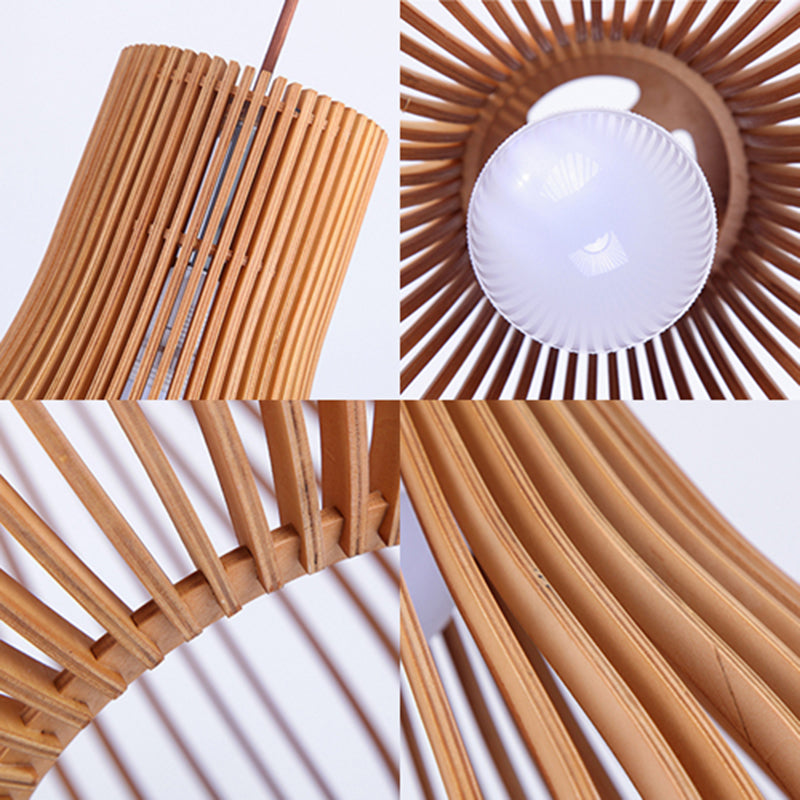 Luz colgante de madera moderna y ajustable forma de lágrima de lágrima de techo