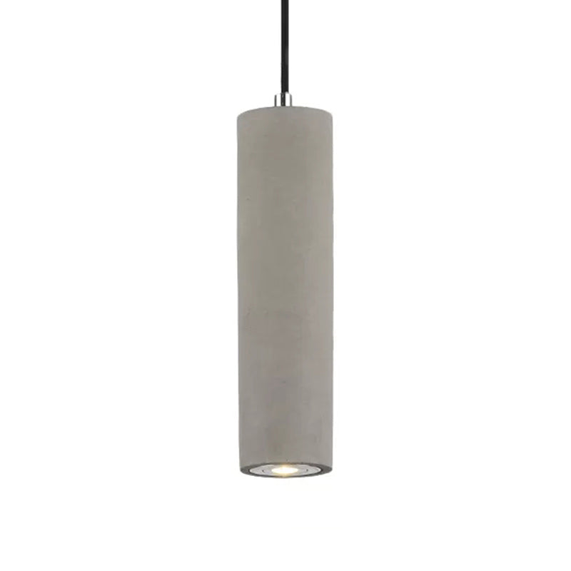 10"/19.5" Tube Pendant Lighting in Nordic Style Cement 1 Light Grey Hanging Ceiling Light in Warm/White Light