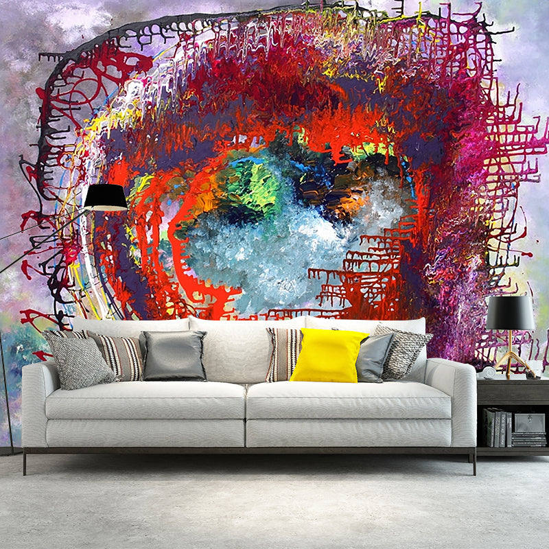 Modern Spray Paint Artwork Mural Purple-Red Stain Resistant Wall Decor for Bedroom