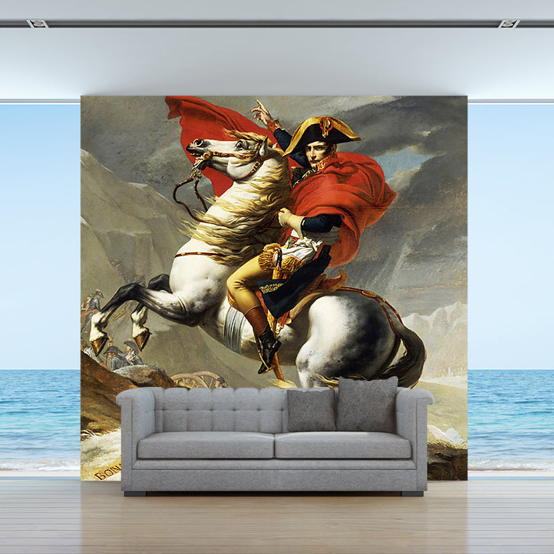 Classic Napoleon Oil Painting Murals for Office Decor Customized Wall Art in Red Brown