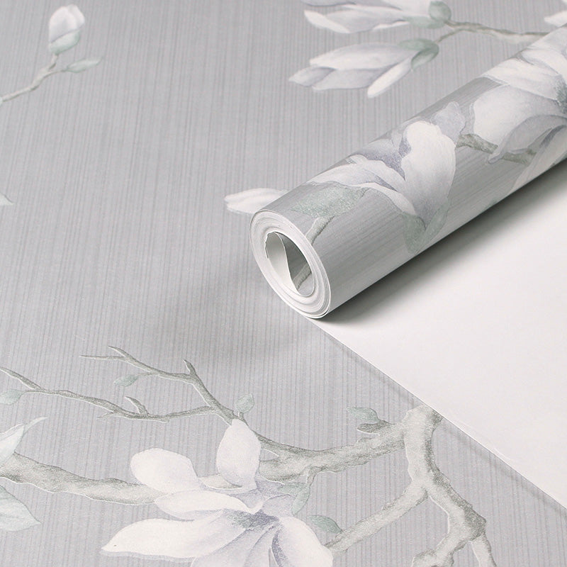 Blooming Plum Flower Wallpaper Farmhouse Smooth Wall Art for Home Decor, Pastel Color