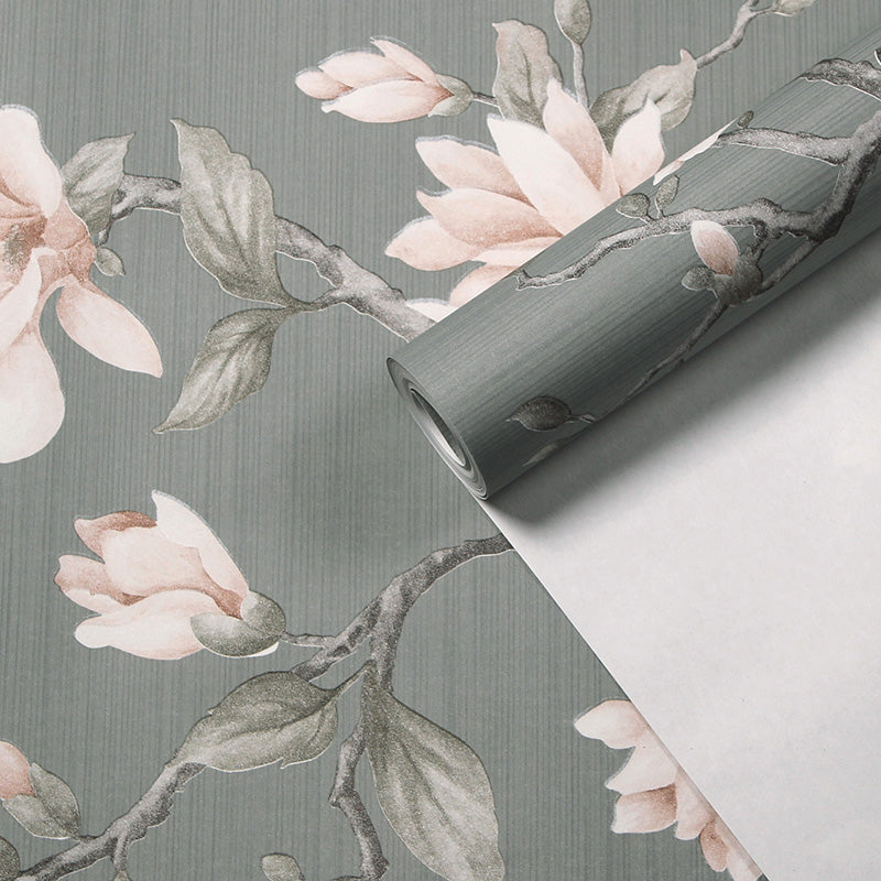 Blooming Plum Flower Wallpaper Farmhouse Smooth Wall Art for Home Decor, Pastel Color