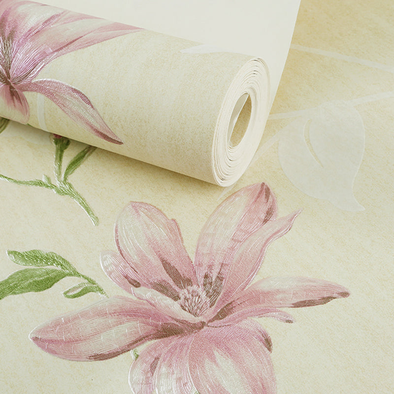 Rust Lily Blossom Wallpaper for Accent Wall 31' L x 20.5" W Wall Decor in Light Color