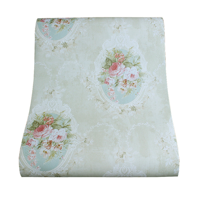 Rustieke stijl pioenrozenbehang in pastelkleur Vlekbestendige muurkunst voor woondecoratie