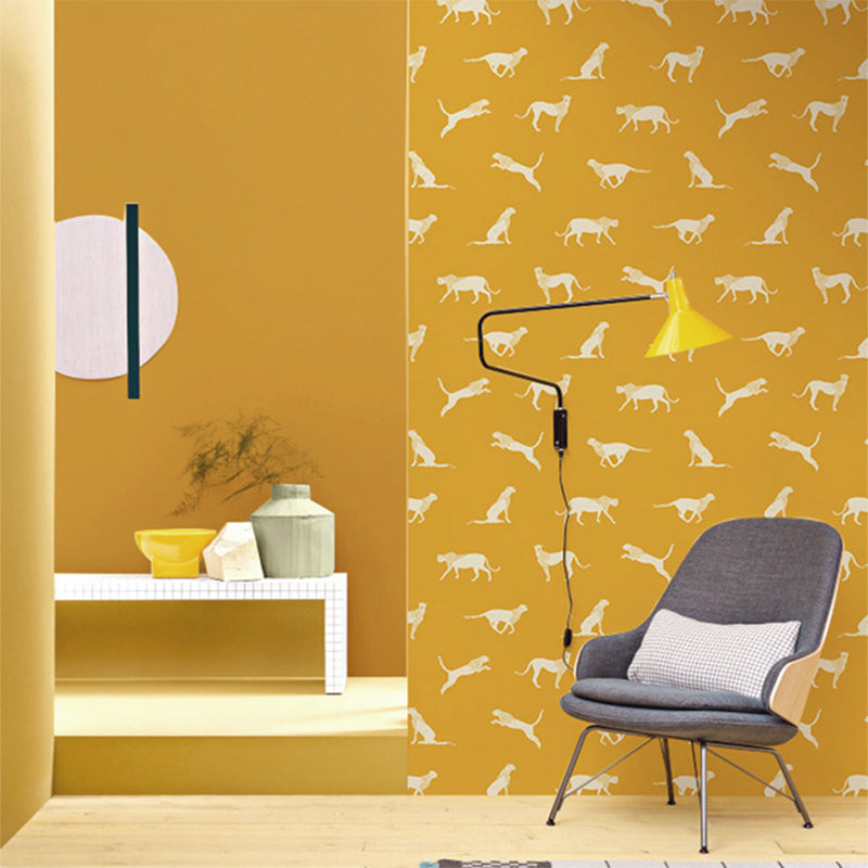 Scandinavian Animal Leopard Wallpaper Bright Color Non-Pasted Wall Decor for Home