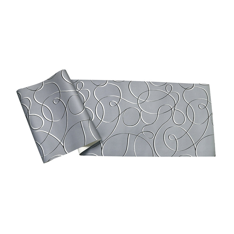 Modernist Swirl Patterned Wallpaper Pastel Color Unpasted Wall Art for Living Room