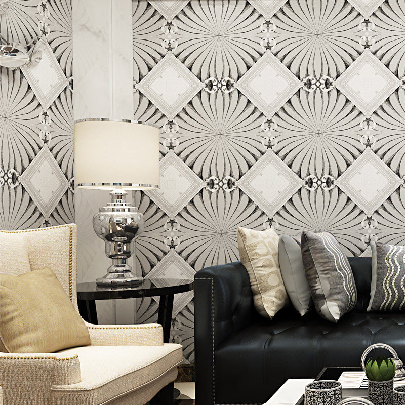 Boho-Chic Geo Lattice Wallpaper Roll Bright Color Moisture Resistant Wall Art for Accent Wall