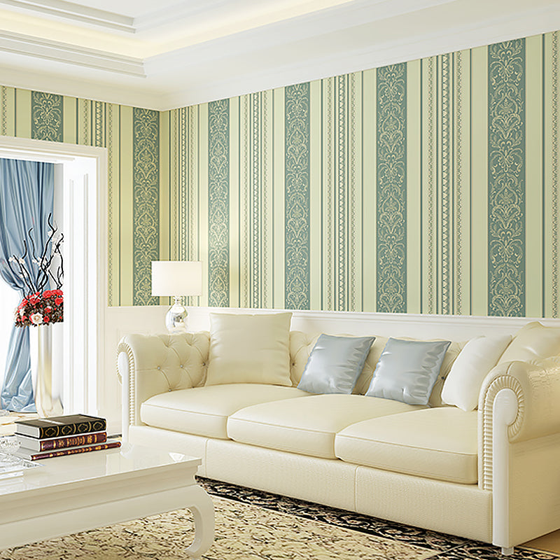 Medallion and Stripe Wallpaper Pastel Color Vintage Wall Covering for Accent Wall