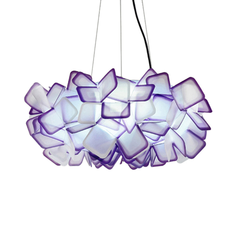 Braun/Blau/Lila Blüte Drop Anhänger zeitgemäß 21 "/27,5" breite 1-Licht-Acryldecklampe für Wohnzimmer