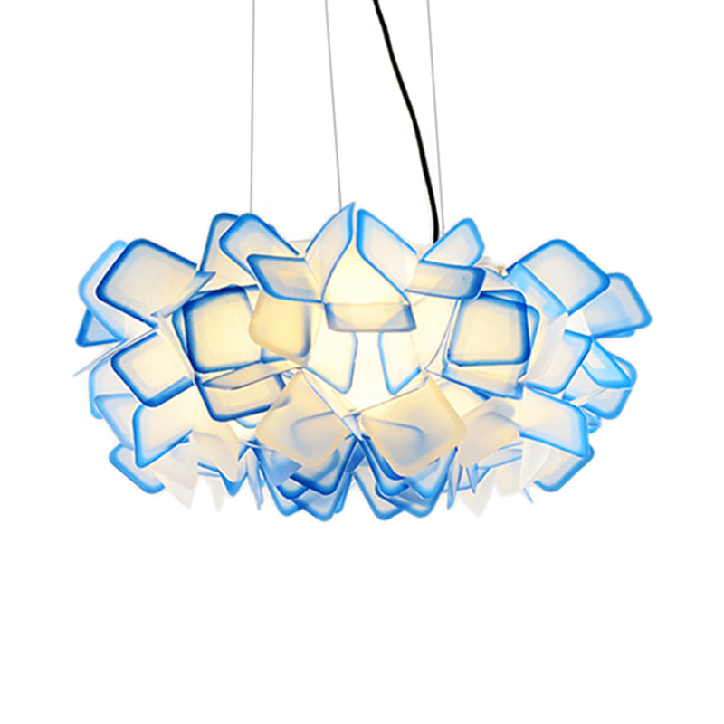 Braun/Blau/Lila Blüte Drop Anhänger zeitgemäß 21 "/27,5" breite 1-Licht-Acryldecklampe für Wohnzimmer