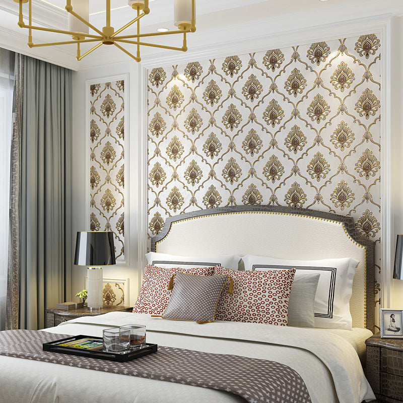 Trellis Damask Wallpaper Roll Vintage Embossed Wall Covering for Home Decoration
