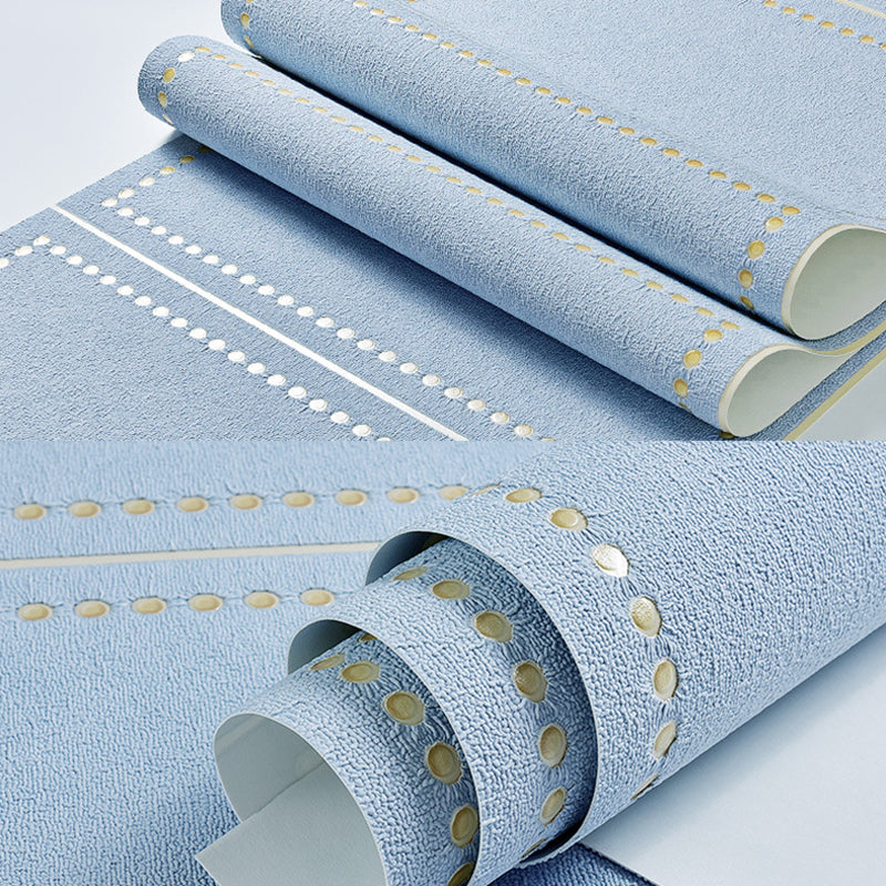 Modern Light-Color Flock Wallpaper Textured Grid Pattern Moisture Resistant Wall Art