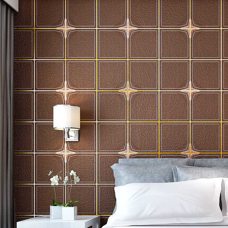 Wallpaper Faux Check Tile Pastel Color Contemporary Flock Wall Decor for Dining Room