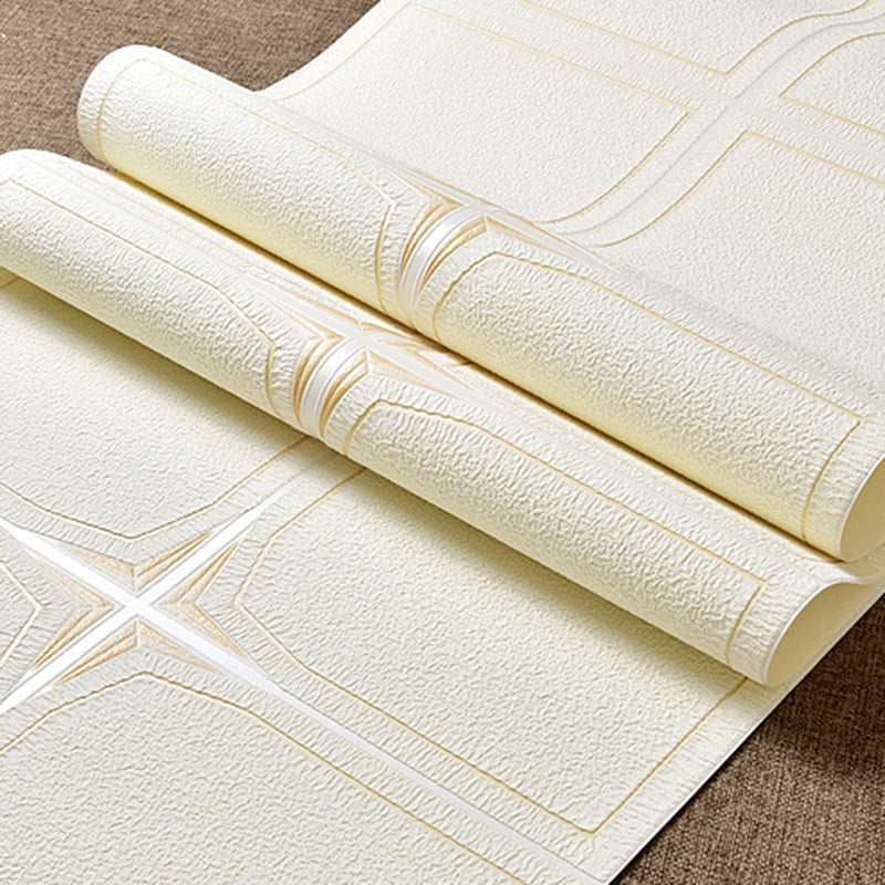 Wallpaper Faux Check Tile Pastel Color Contemporary Flock Wall Decor for Dining Room