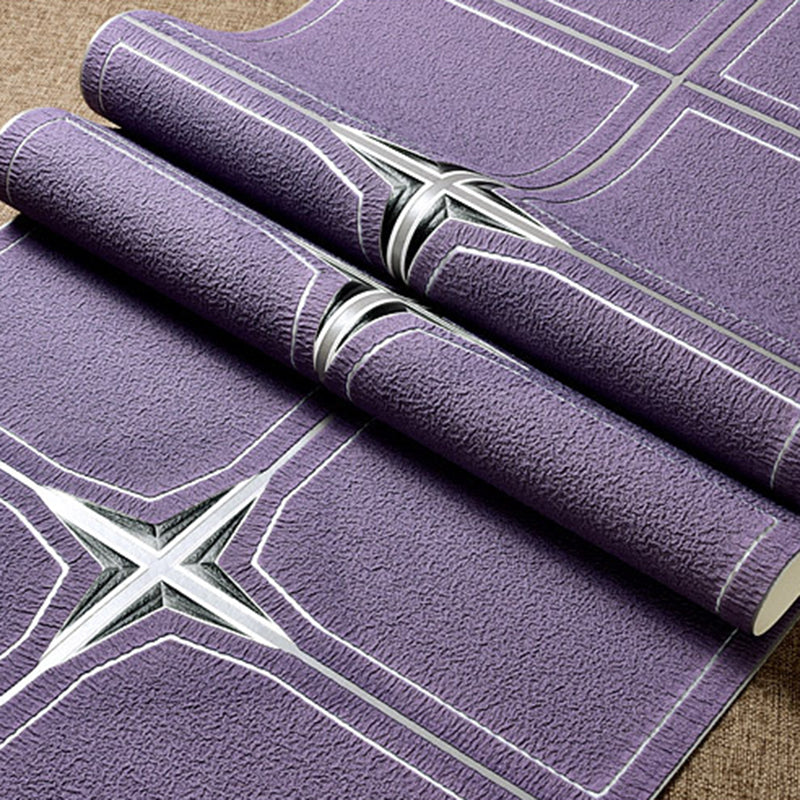 Wallpaper Faux Check Tile Pastel Color Contemporary Flock Wall Decor for Dining Room