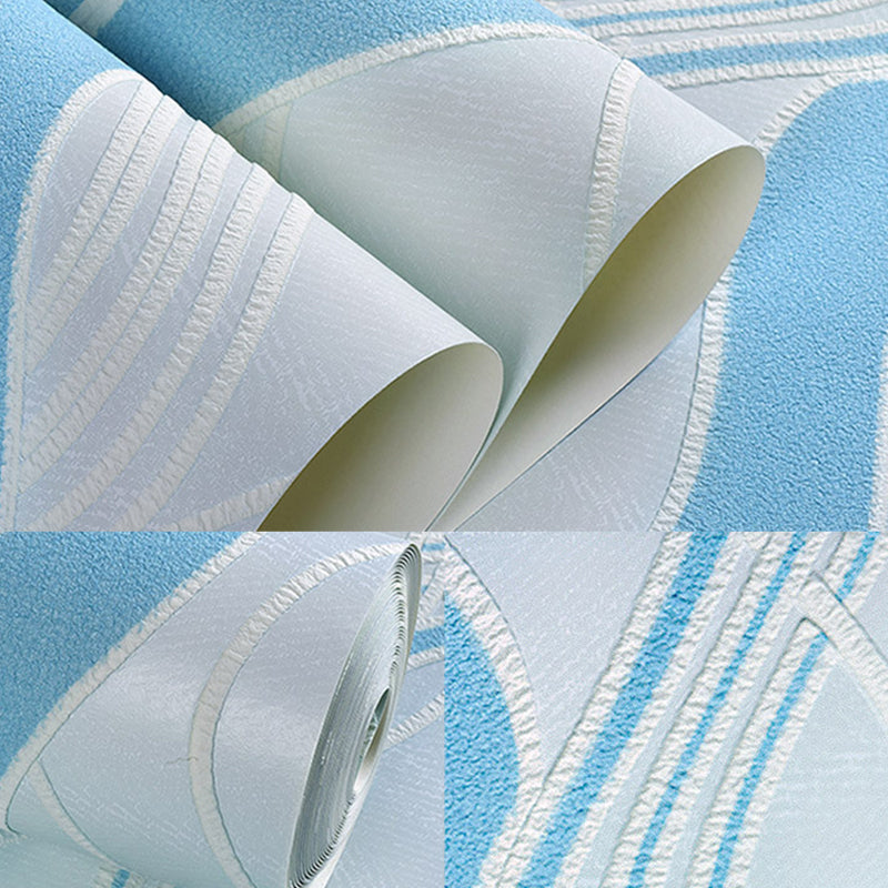 Seaweed Teenage Wallpaper Roll for Bedroom Flock Material Wall Covering in Dark Color