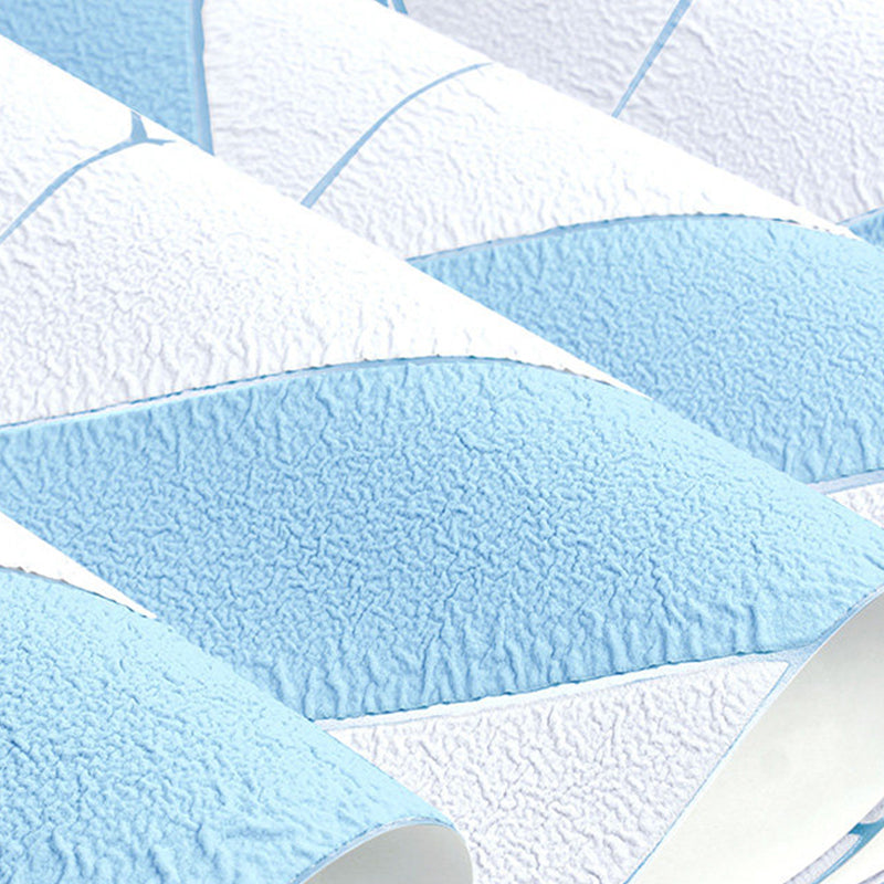 Flock Textured Wallpaper Chevron Teenage Bedroom Wall Decor with Color-Block Design