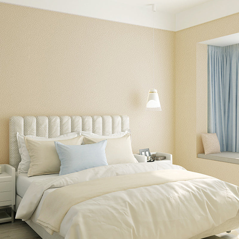 Simplicity Soft Color Flock Wallpaper Textured Solid Non-Pasted Wall Covering for Bedroom