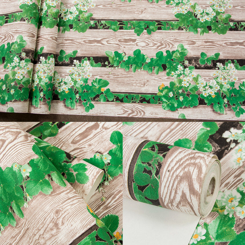 Country 57.1-sq ft Wall Art Picket Fence and Plant Moisture Resistant Wallpaper Roll in Bright Color