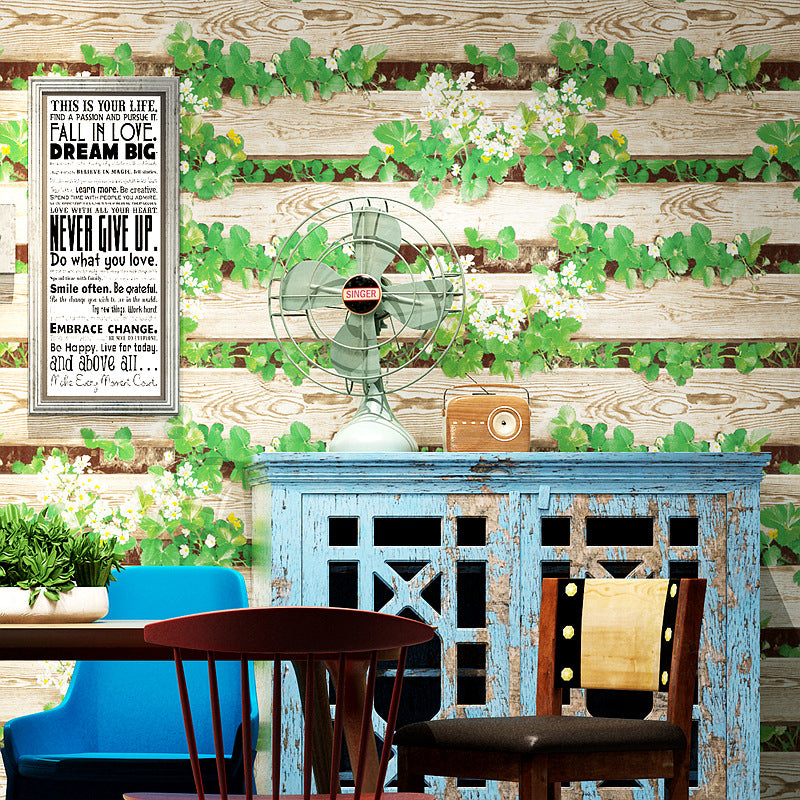 Country 57.1-sq ft Wall Art Picket Fence and Plant Moisture Resistant Wallpaper Roll in Bright Color