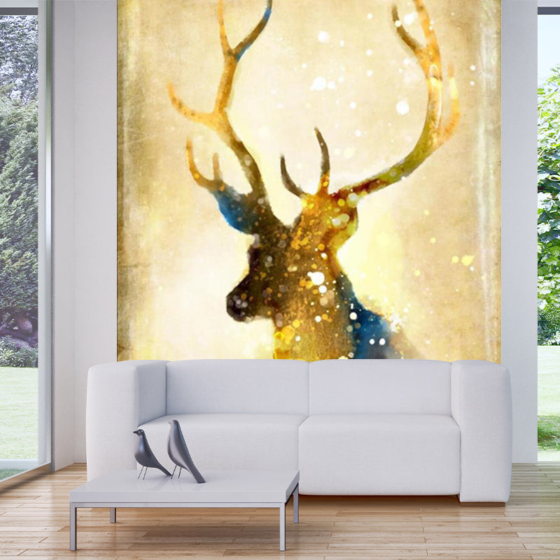 Environmental Elk Wall Paper Murals Modern Non-Woven Fabric Wall Decor, Customize Size Available