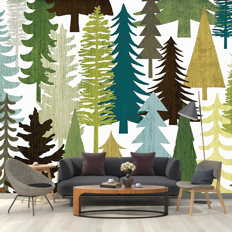 Wandbild mit ganzen Bäumen aus Vliesstoff in sanften Farben zur Dekoration, personalisierte Größe