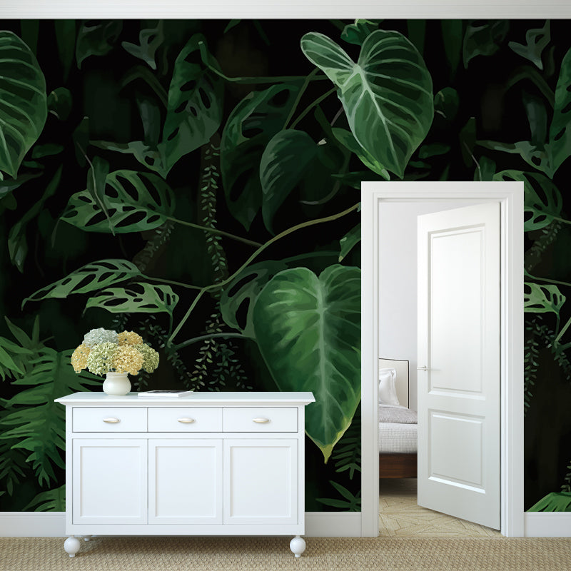 Tropical Elephant Ear Plant Murals Decal Green Leaves Wall Covering for Home Gallery