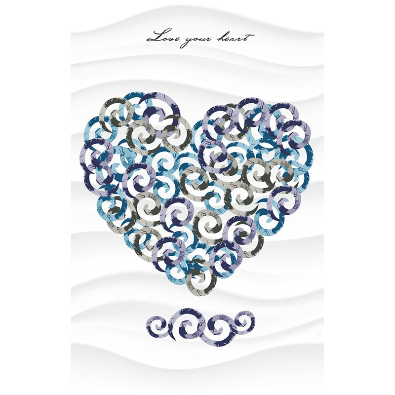 Modernist Loving Heart Drawing Mural for Girls Room Custom Size Wall Art in Purple-Blue