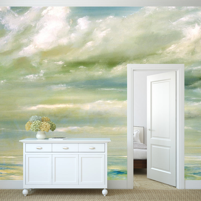 Photography Cloudy Sea Mural Decal Large Wall Decor for Living Room, Custom Size Available