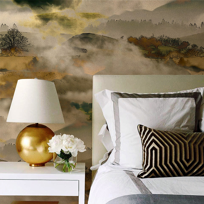 Washable Mysterious Land Painting Murals Non-Woven Fabric Modern Wall Covering for Bedroom