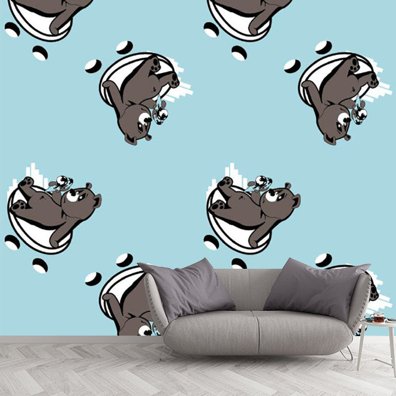 Autocollant mural ours de couleur Pastel, pour décoration de maison, Style dessin animé, chambre de garçons, Art mural