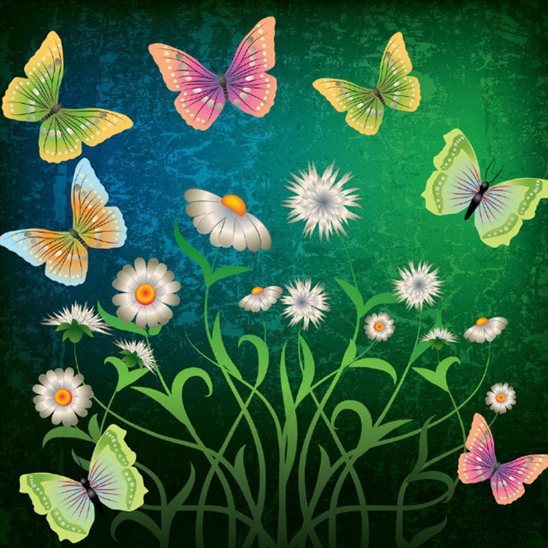 Romantic Butterfly and Flower Murals for Children Bedroom Adventure Wall Decor, Full Size