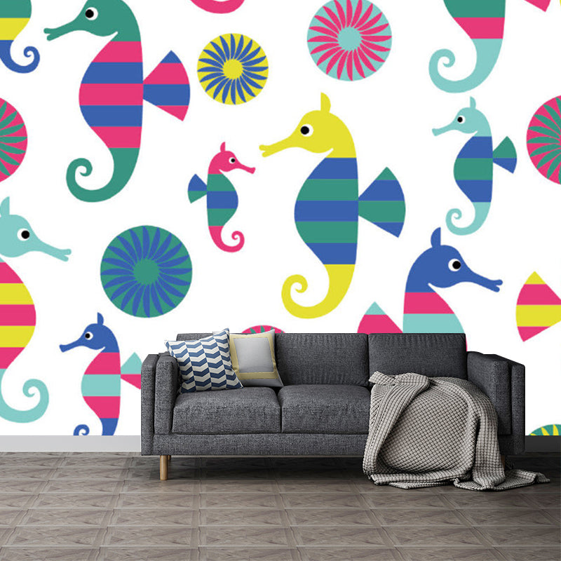 Ippocampo Adesivo murale Decalcomania da parete per bambini in colori tenui per la cameretta dei bambini