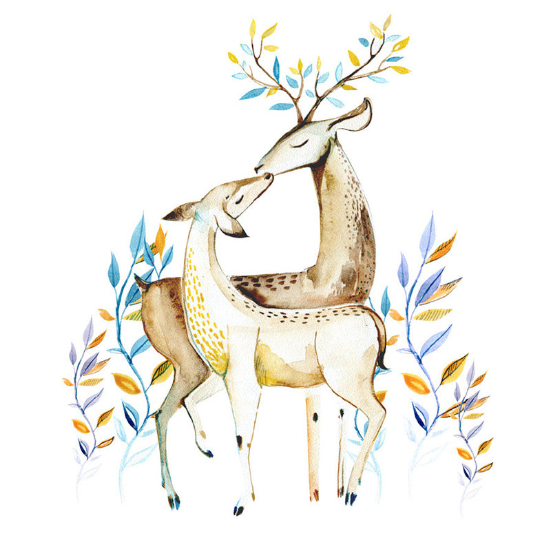 Tropical Deers Wall Paper Murals Modern Style Non-Woven Fabric Wall Covering in Brown