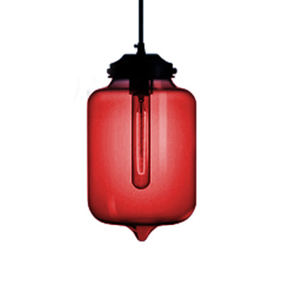 Teardrop Pendant Lighting in Modern Style Glass 1 Light Red/Brown/Blue Hanging Light