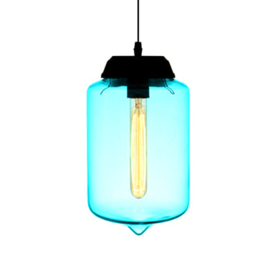 Teardrop Pendant Lighting in Modern Style Glass 1 Light Red/Brown/Blue Hanging Light