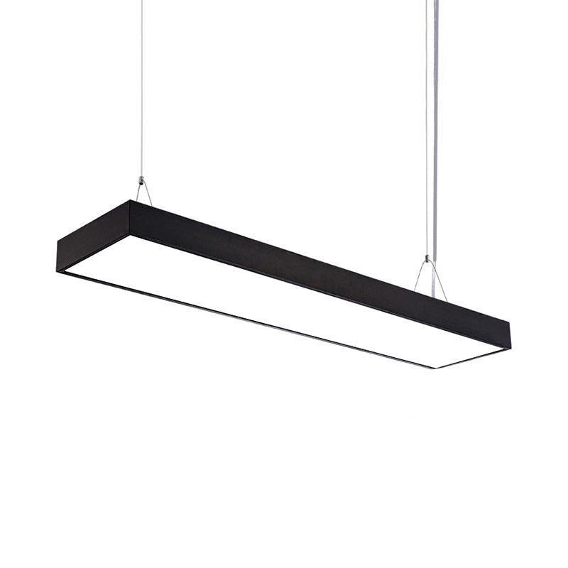 23,5 "/35,5"/47 "Lange LED Hängende Beleuchtung mit schlanker rechteckiger linearer Metallschatten Minimaler Silber/Weiß -Weiß -Deckenlampe, 5"/8 "/12" breit